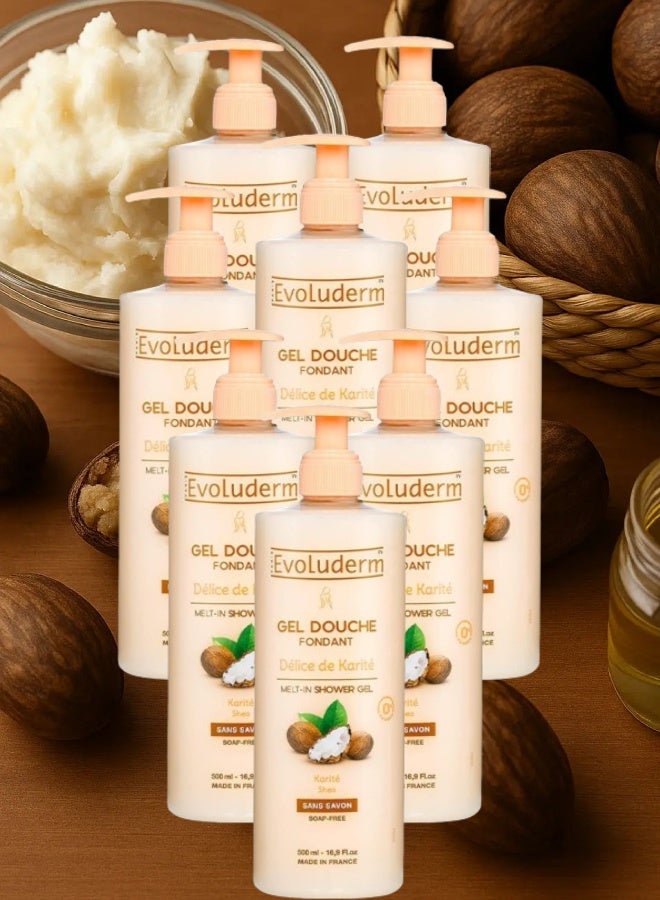 Evoluderm 8 Pieces Evoluderm Delight Shea butter Shower Gel 500ML - Image 1